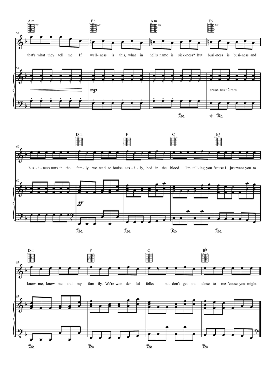 Runs In The Family Piano, Vocal, Guitar scores gallery preview page 5