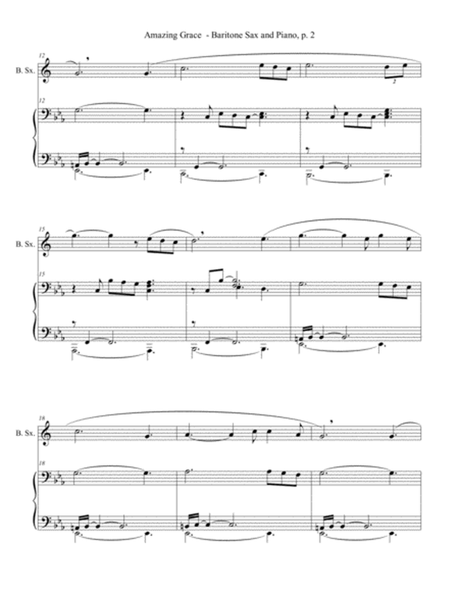 AMAZING GRACE Hymn Sonata (for Baritone Sax and Piano with Score/Part) image number null