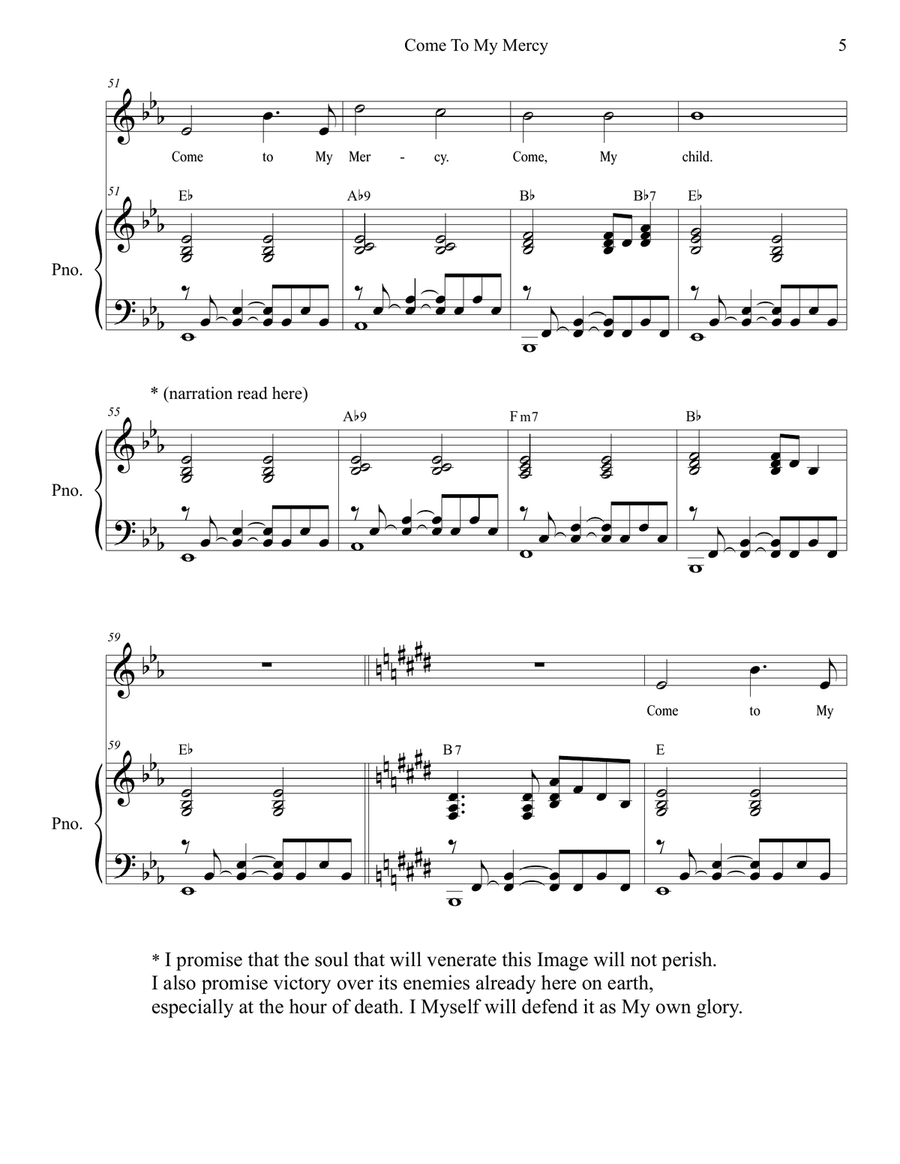 Come To My Mercy (Vocal Solo) Piano, Vocal scores gallery preview page 5