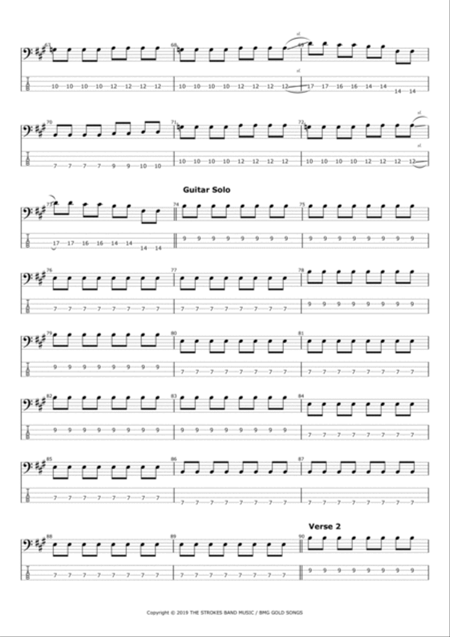 Reptilia Bass Guitar scores gallery preview page 4