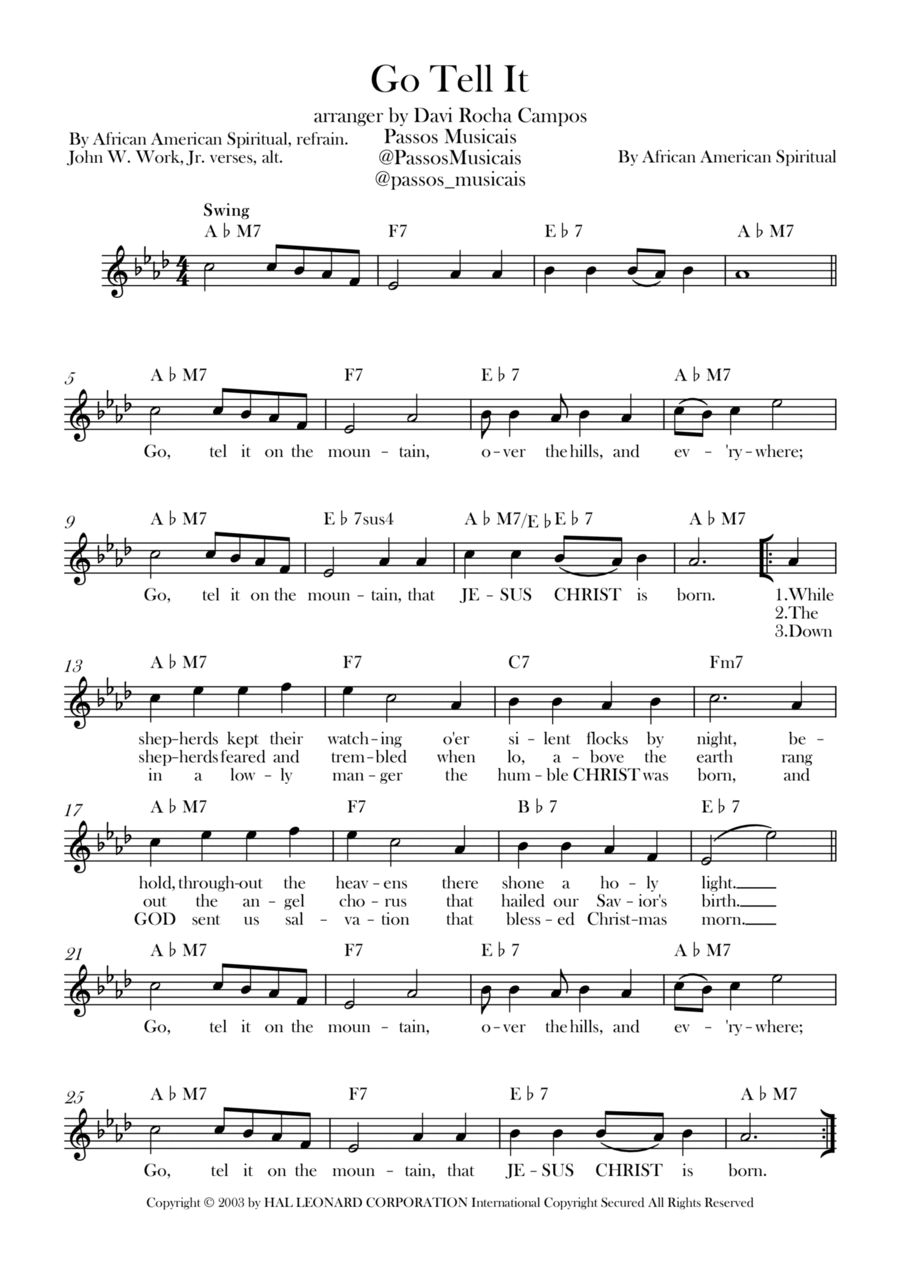Go, Tell It On The Mountain Piano scores gallery preview page 1
