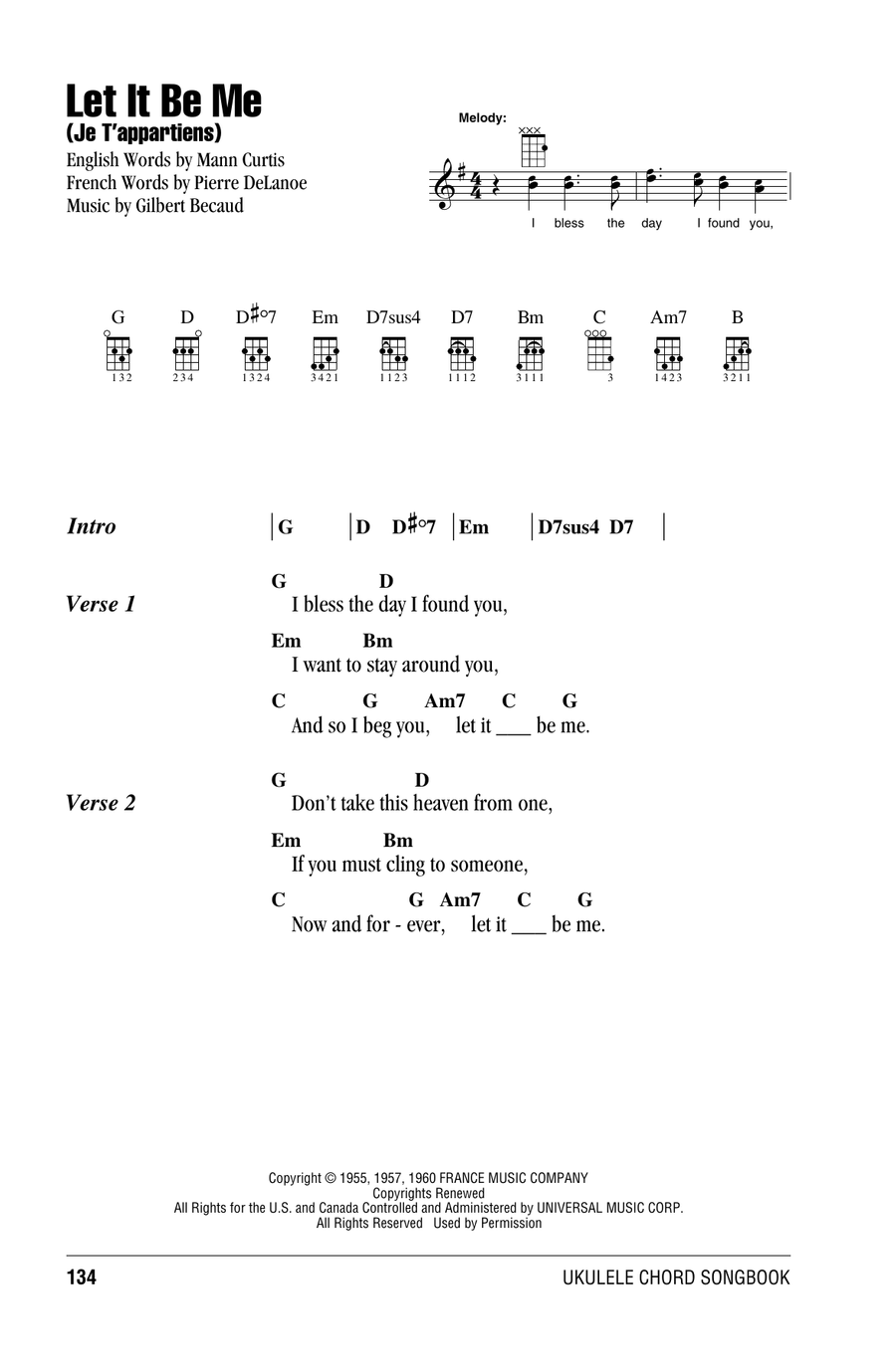 Let It Be Me (Je T'appartiens) Ukulele scores gallery preview page 1