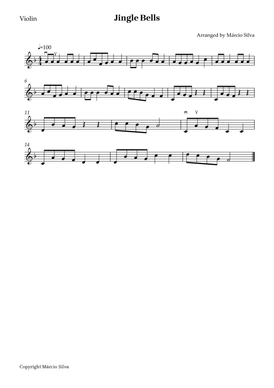 JINGLE BELLS - VIOLIN SOLO Violin Solo scores gallery preview page 1