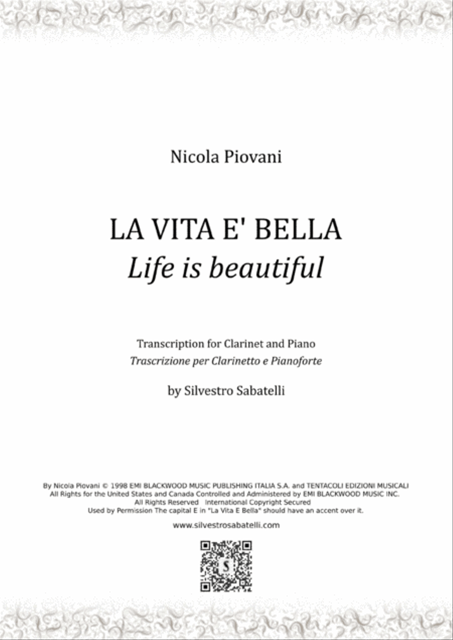 Life Is Beautiful (la Vita E Bella) Clarinet Solo scores gallery preview page 1