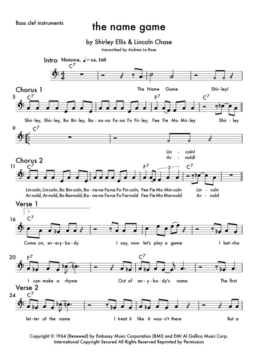 The Name Game The Name Game Piano scores gallery preview page 1