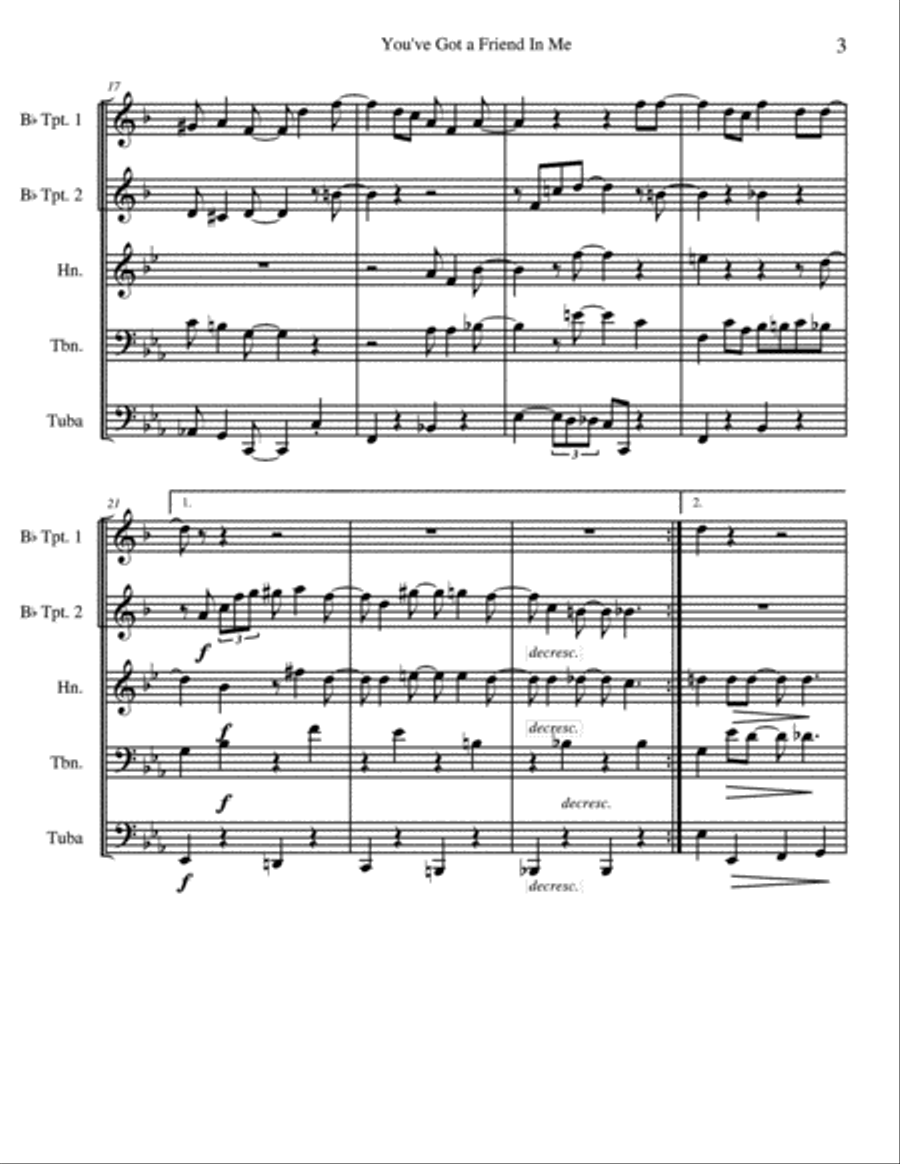 You've Got A Friend In Me Brass Quintet scores gallery preview page 4