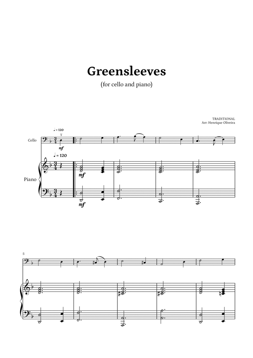 What Child Is This? (Greensleeves) - for cello and piano image number null