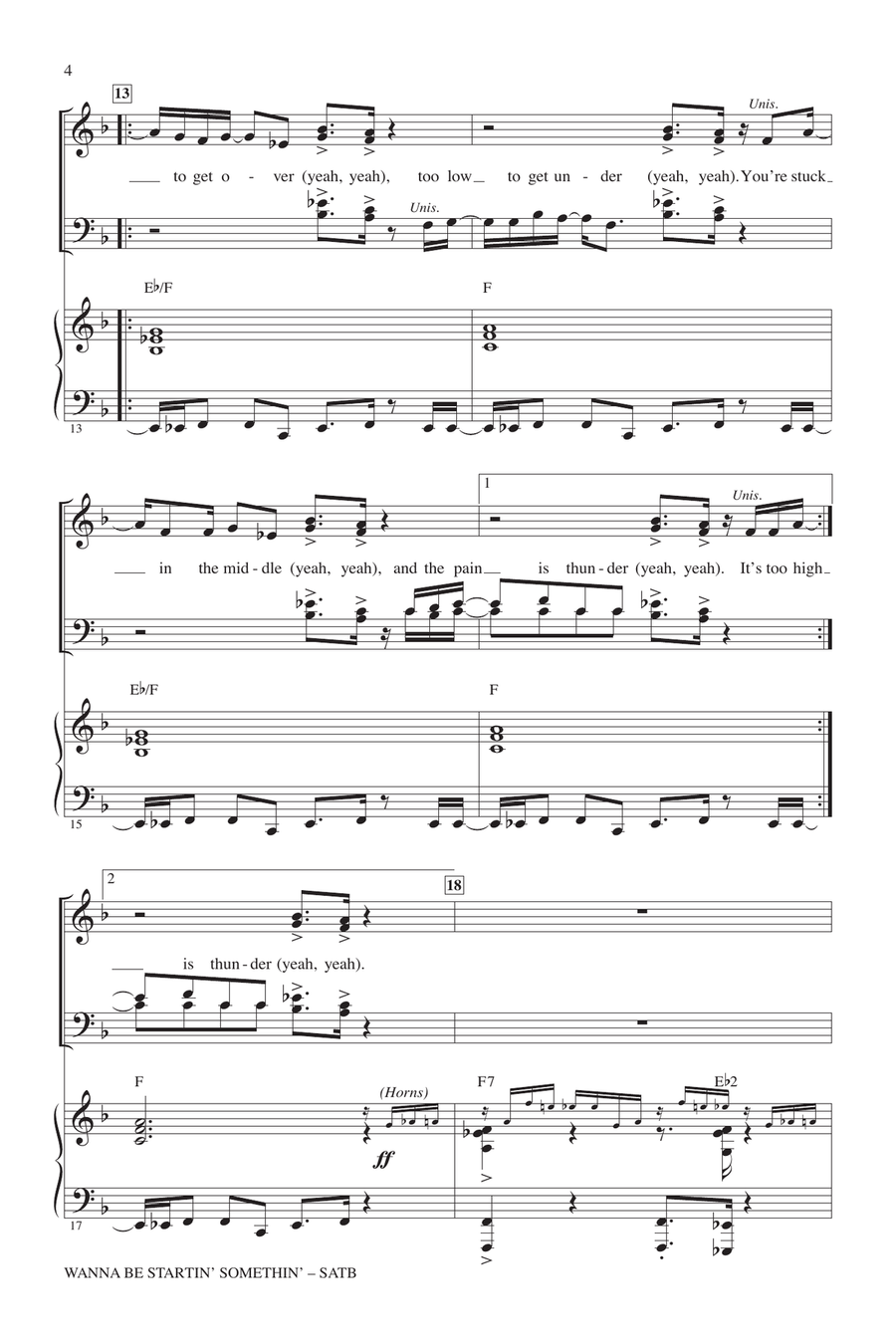 Wanna Be Startin' Somethin' 4-Part scores gallery preview page 3
