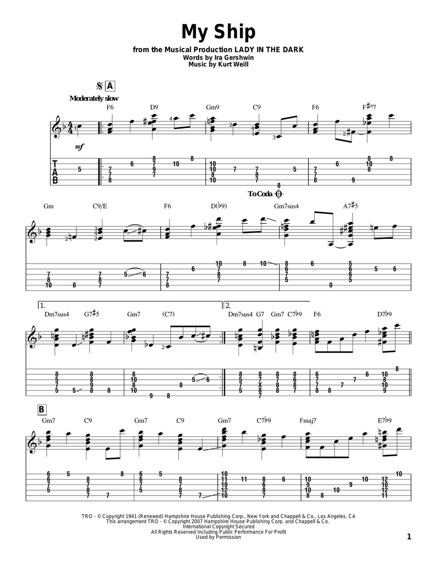 My Ship My Ship Electric Guitar scores gallery preview page 1