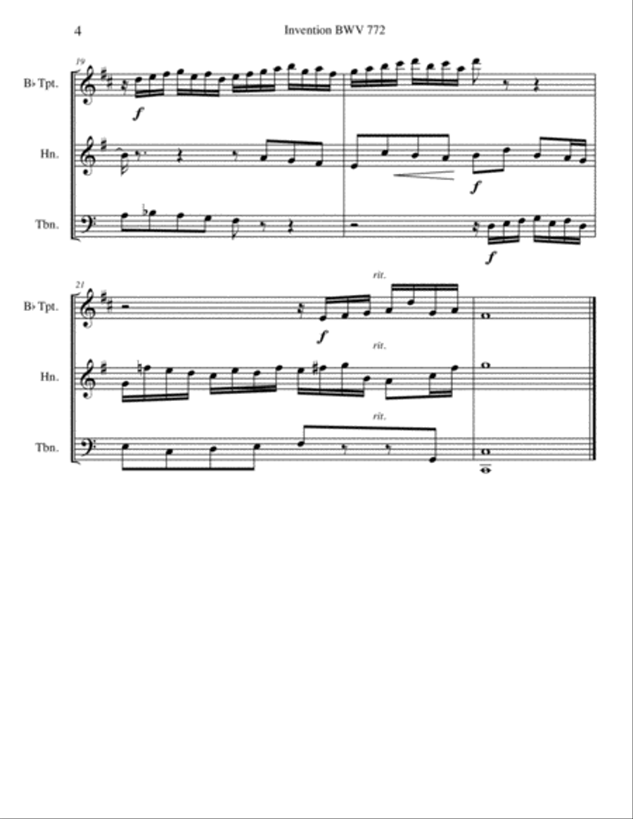 6 Bach Inventions for Brass Trio 6 Bach Inventions for Brass Trio Brass Trio scores gallery preview page 4