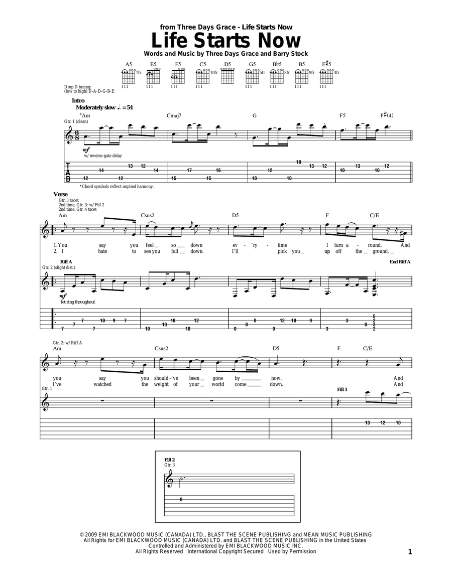Life Starts Now Acoustic Guitar scores gallery preview page 1