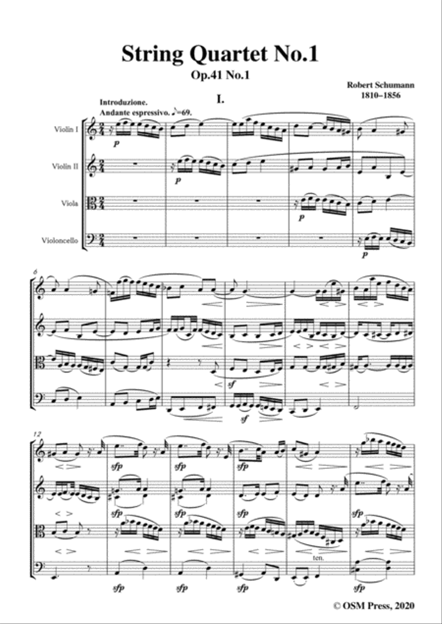 Schumann-String Quartet No.1,Op.41 No. 1 String Quartet scores gallery preview page 3
