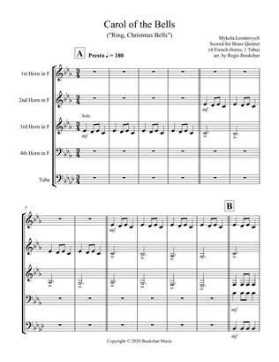Carol of the Bells (F min) (Brass Quintet - 4 Hrn, 1 Tuba)