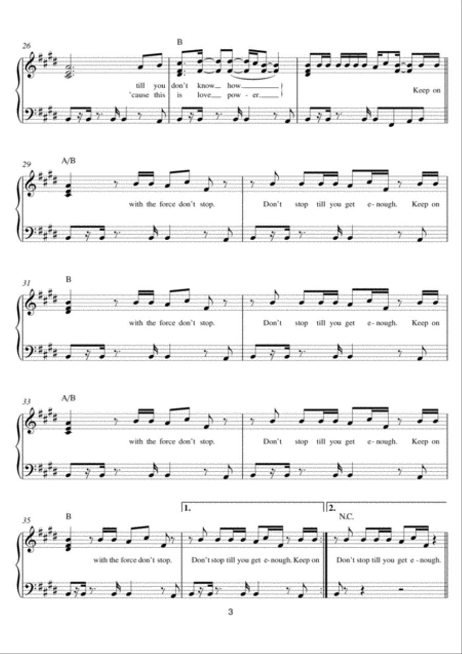 Don't Stop Till You Get Enough Easy Piano scores gallery preview page 3