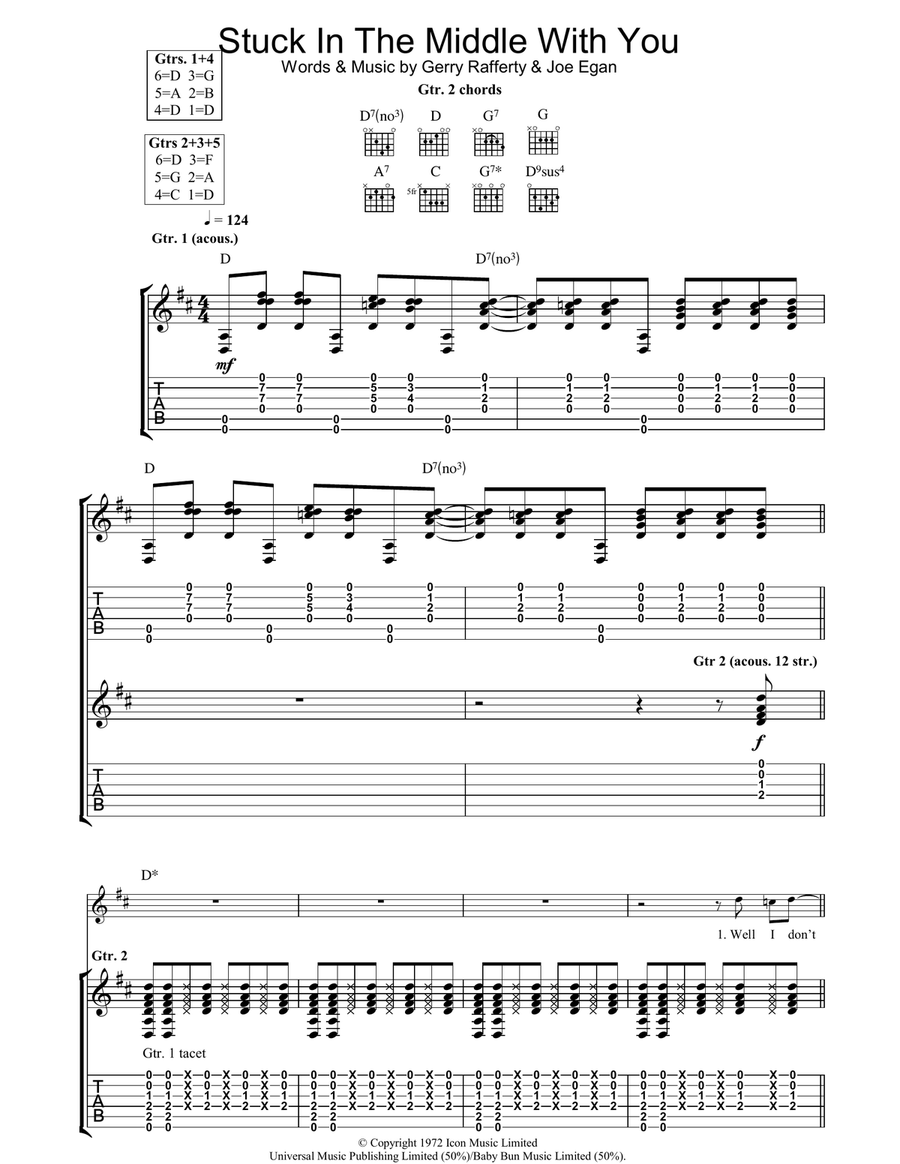 Stuck In The Middle With You Acoustic Guitar scores gallery preview page 1