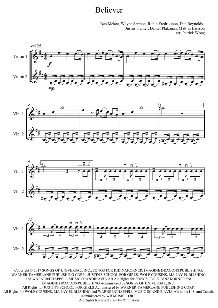 Believer Believer String Duet scores gallery preview page 1