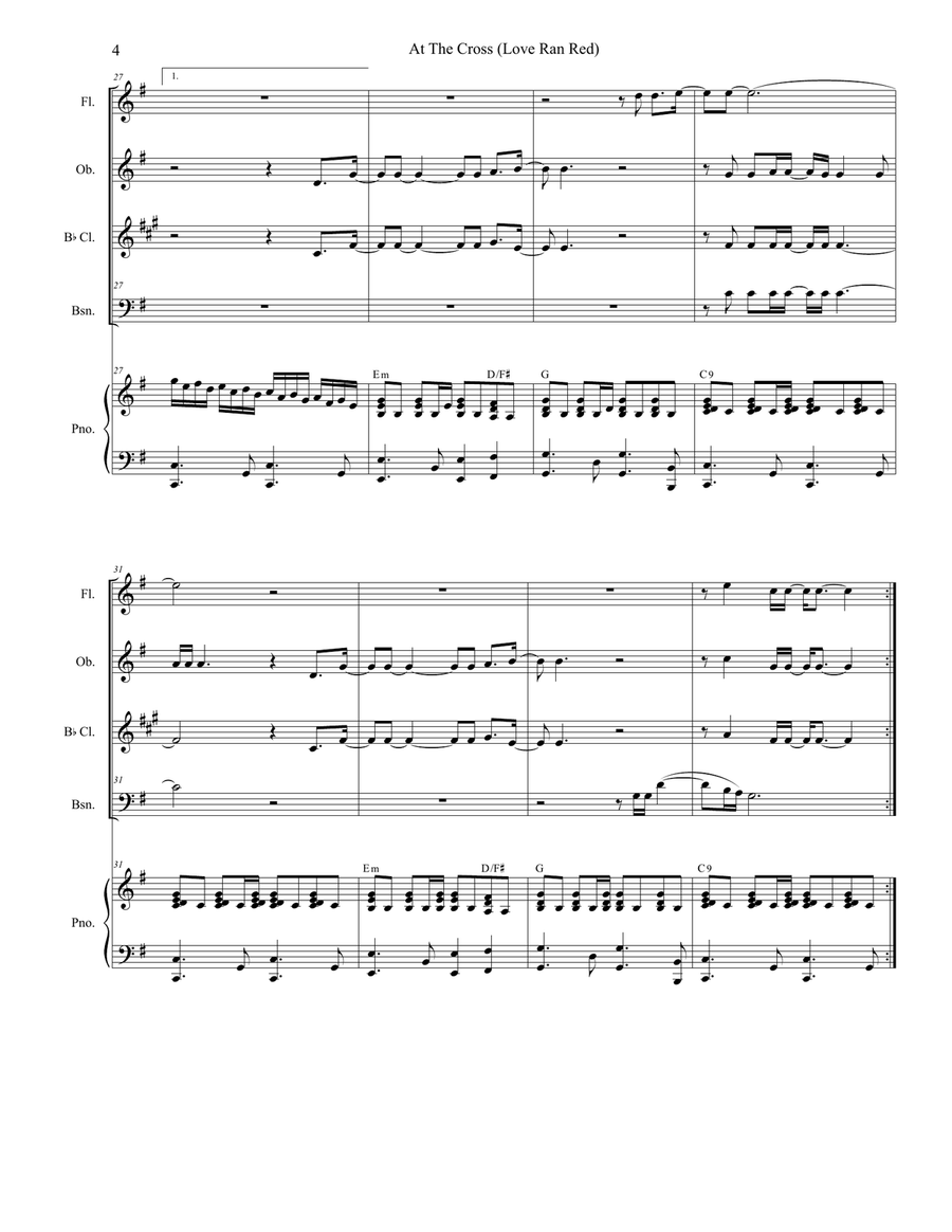 At The Cross (love Ran Red) Woodwind Quartet scores gallery preview page 4