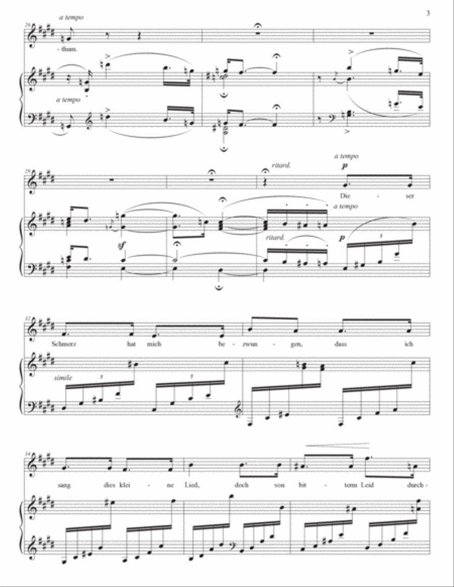 SCHUMANN: Stille Liebe (transposed to 9 keys: E, E-flat, D, C-sharp, C, B, B-flat, A, A-flat major) Voice scores gallery preview page 4