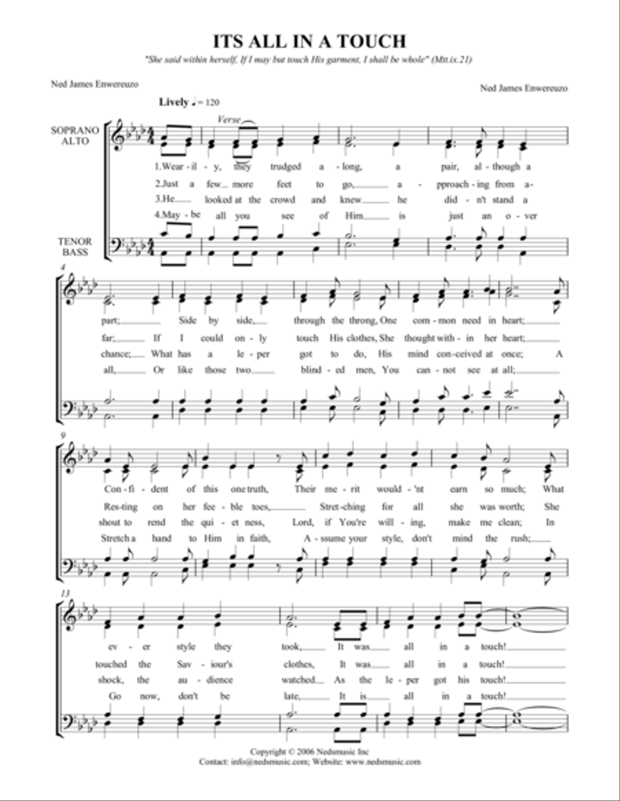 ALL IN A TOUCH Choir scores gallery preview page 2