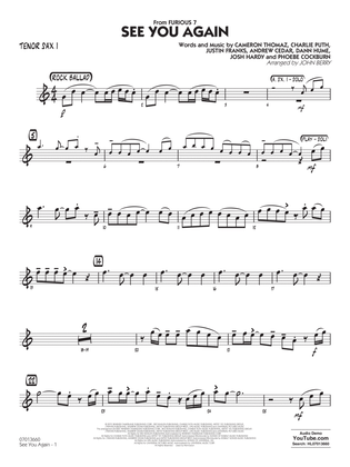 See You Again (from Furious 7) (arr. John Berry) - Tenor Sax 1