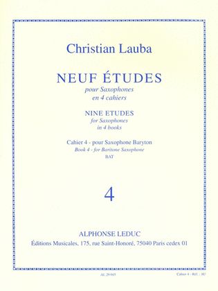 Book cover for 9 Etudes Vol.4: Baritone Saxophone (saxophone Solo)