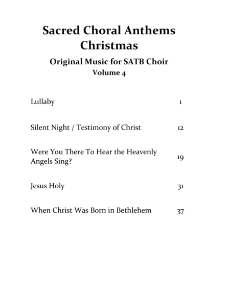 Sacred Choral Anthems 4 - Original Christmas music for SATB choir with piano accompaniment image number null