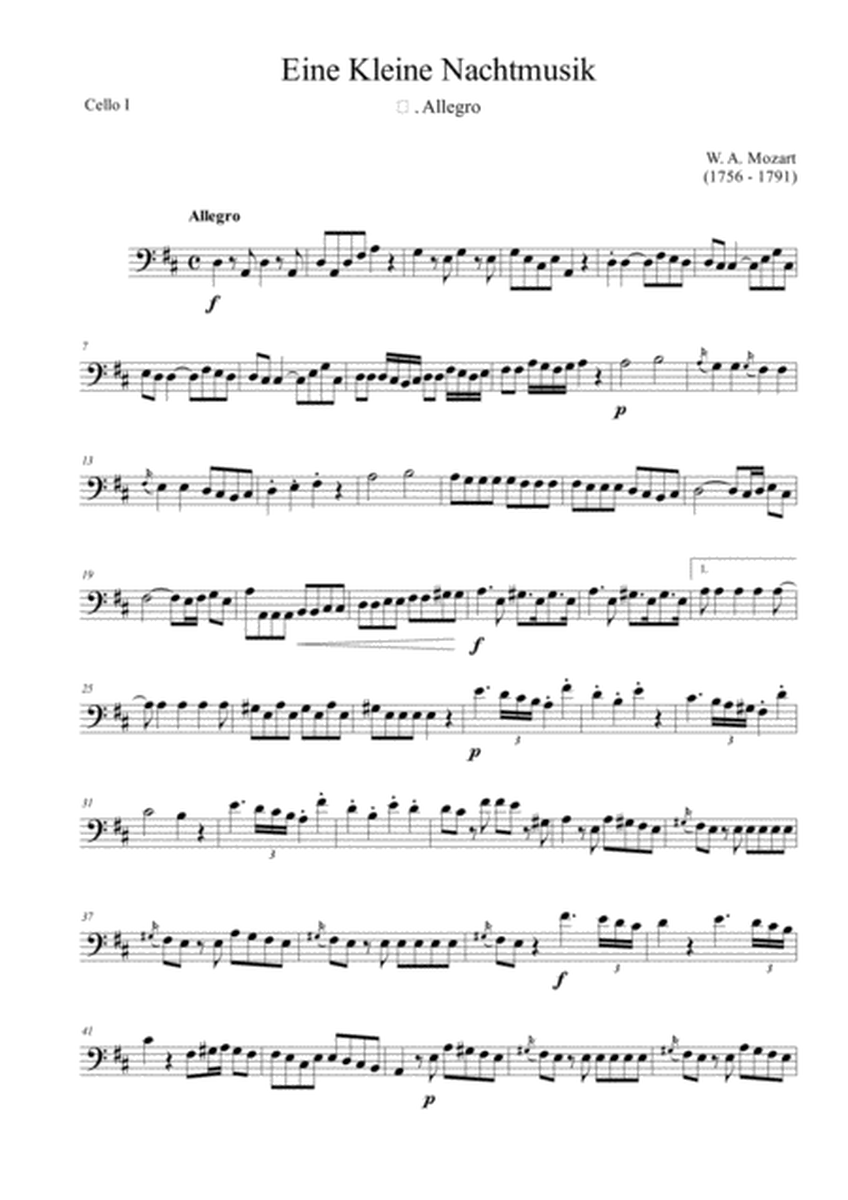 Serenade No.13 "Eine Kleine Nachtmusik" in G major, K.525 1.Allegro Easy & Short In D