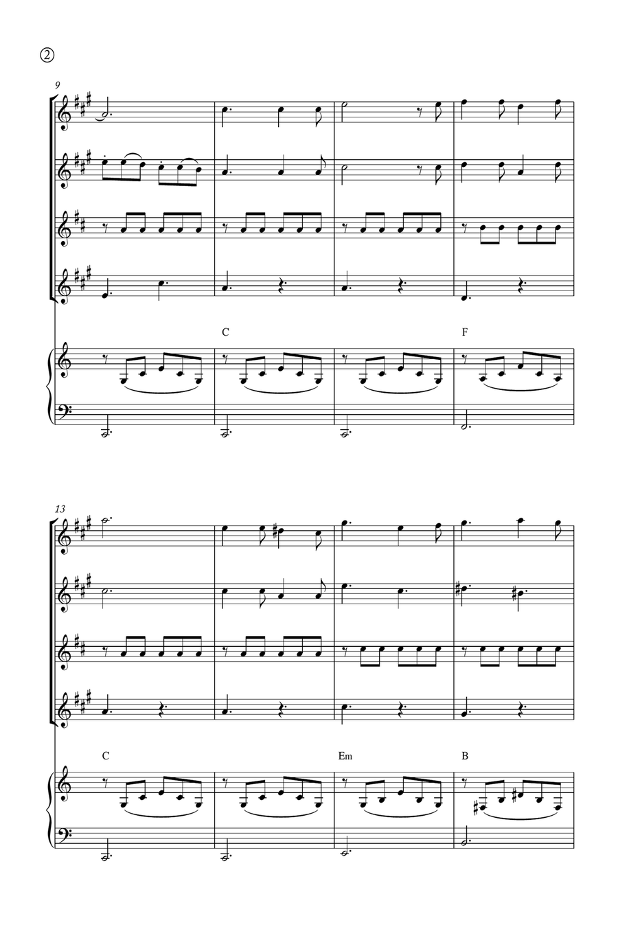 Oh Holy night Saxophone Quartet scores gallery preview page 2