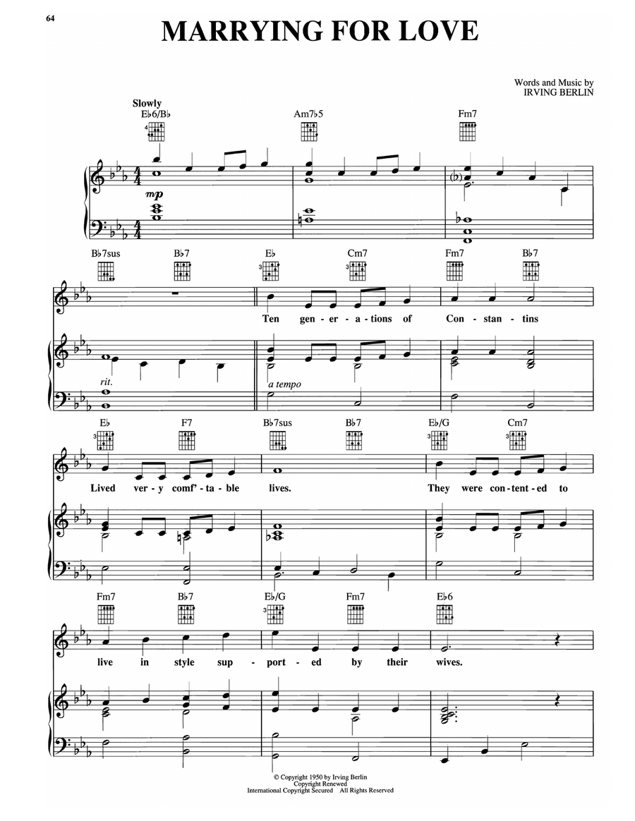 Marrying For Love (from Call Me Madam) Piano, Vocal, Guitar scores gallery preview page 1