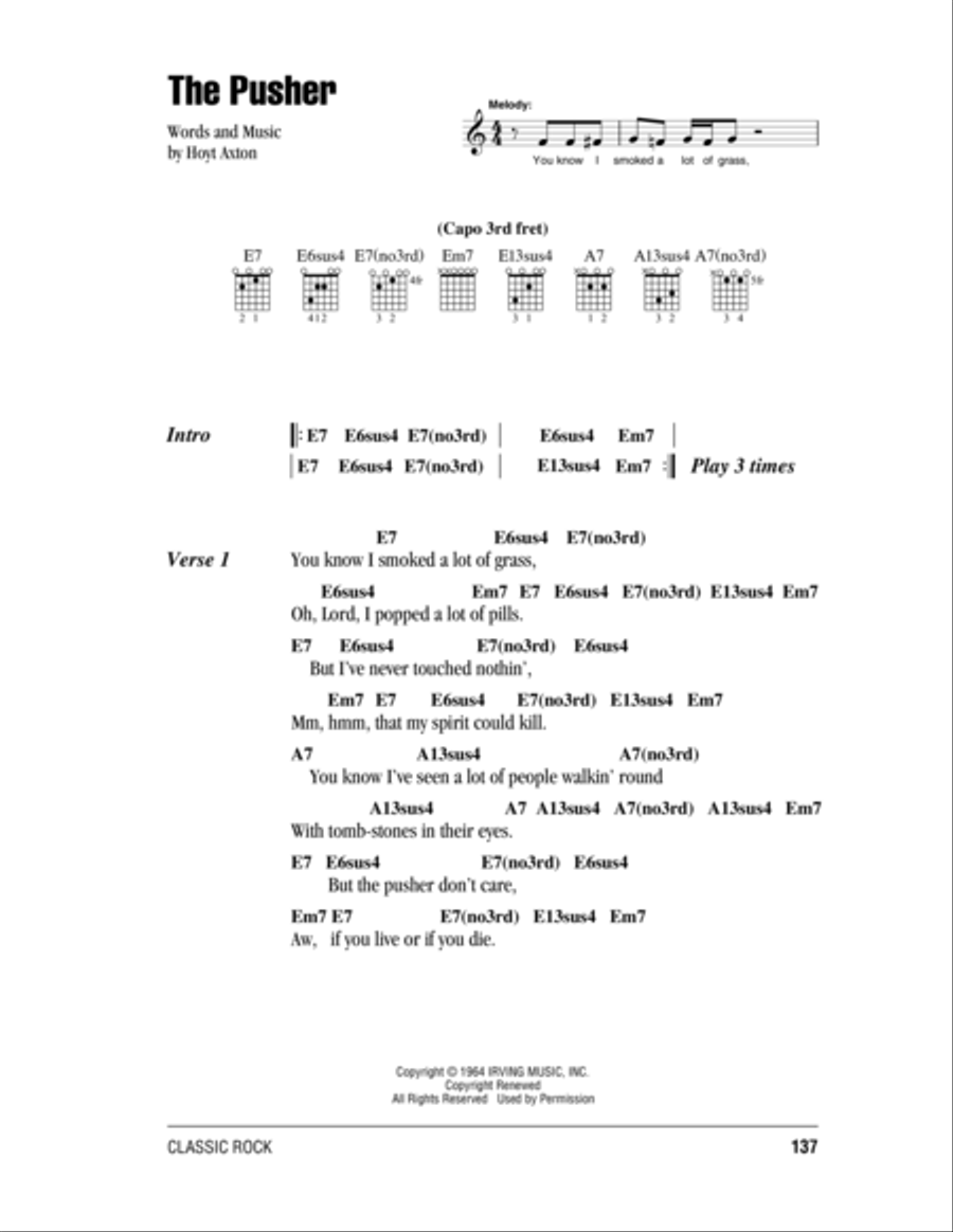 The Pusher Easy Guitar scores gallery preview page 1