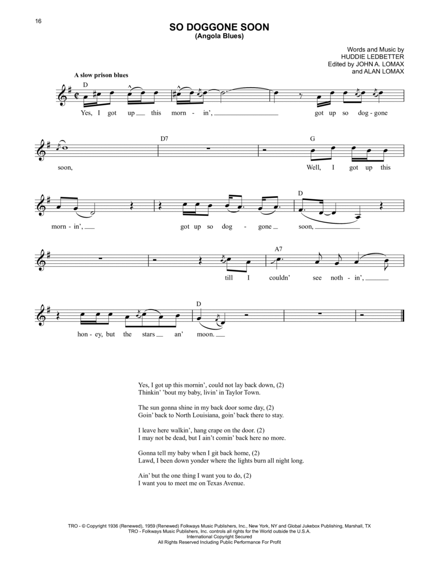So Doggone Soon (Angola Blues) Piano scores gallery preview page 1