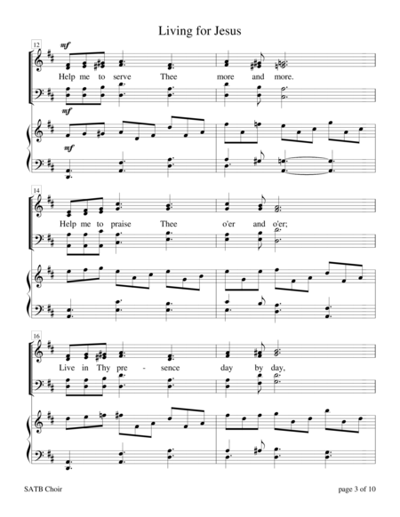 Living for Jesus (for SATB choir with Piano Accompaniment) by Sharon Wilson 4-Part - Digital Sheet Music