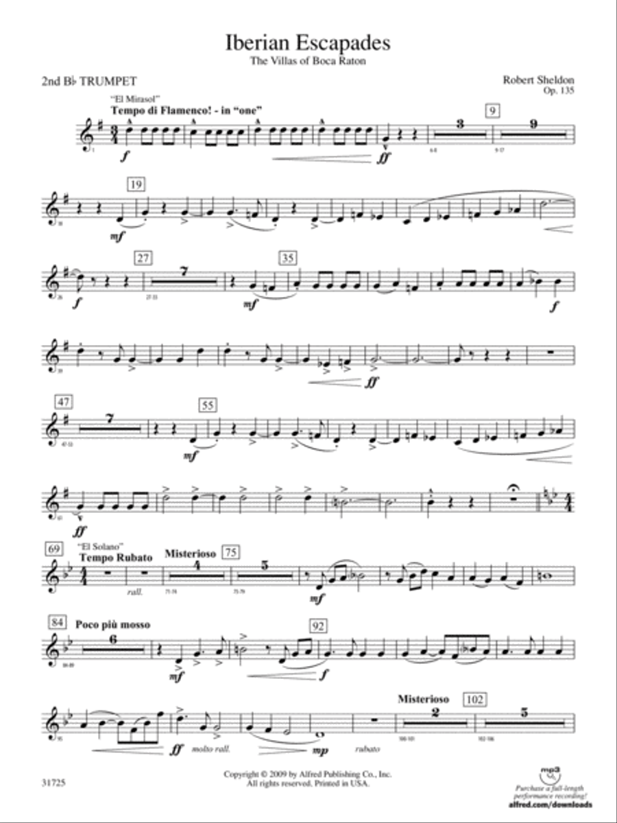 Iberian Escapades: 2nd B-flat Trumpet Concert Band scores gallery preview page 1