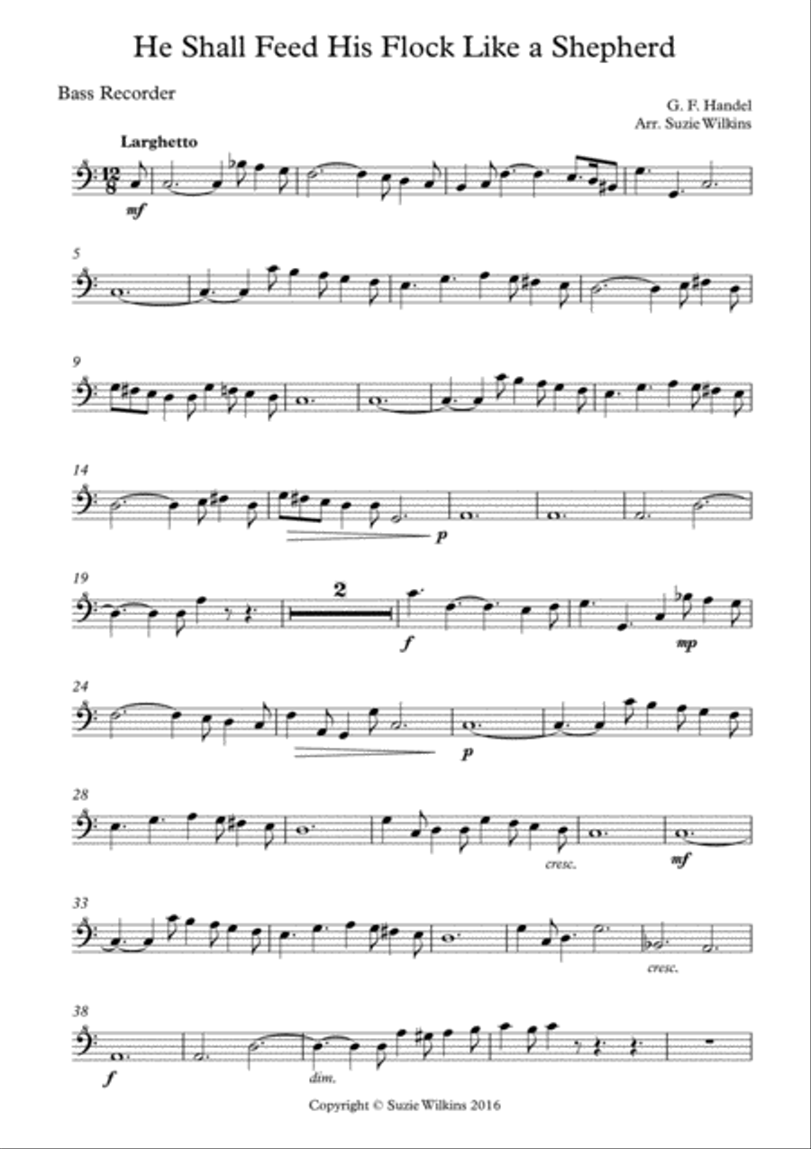 He Shall Feed his Flock from Handel's Messiah Woodwind Quartet scores gallery preview page 4