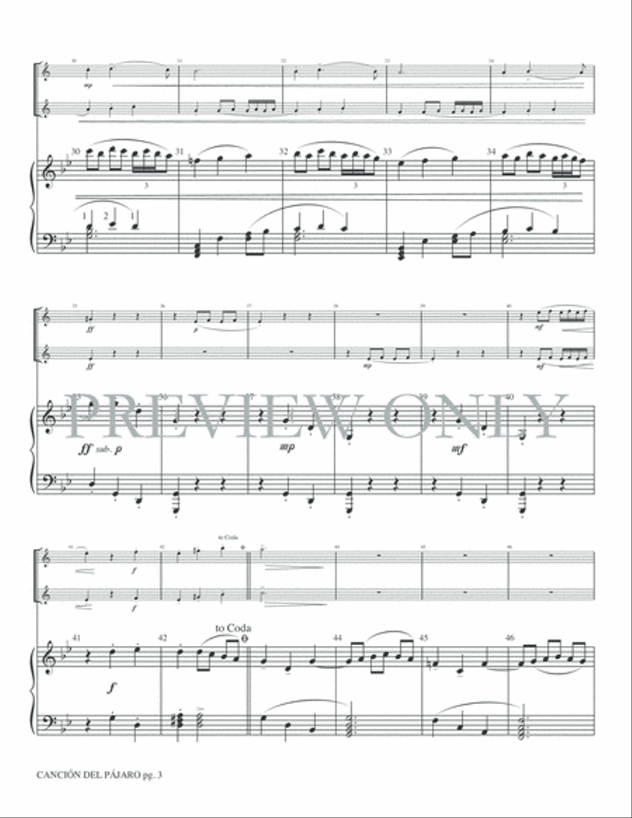 Canción del Pájaro (Song of the Bird) Trumpet Duet scores gallery preview page 5