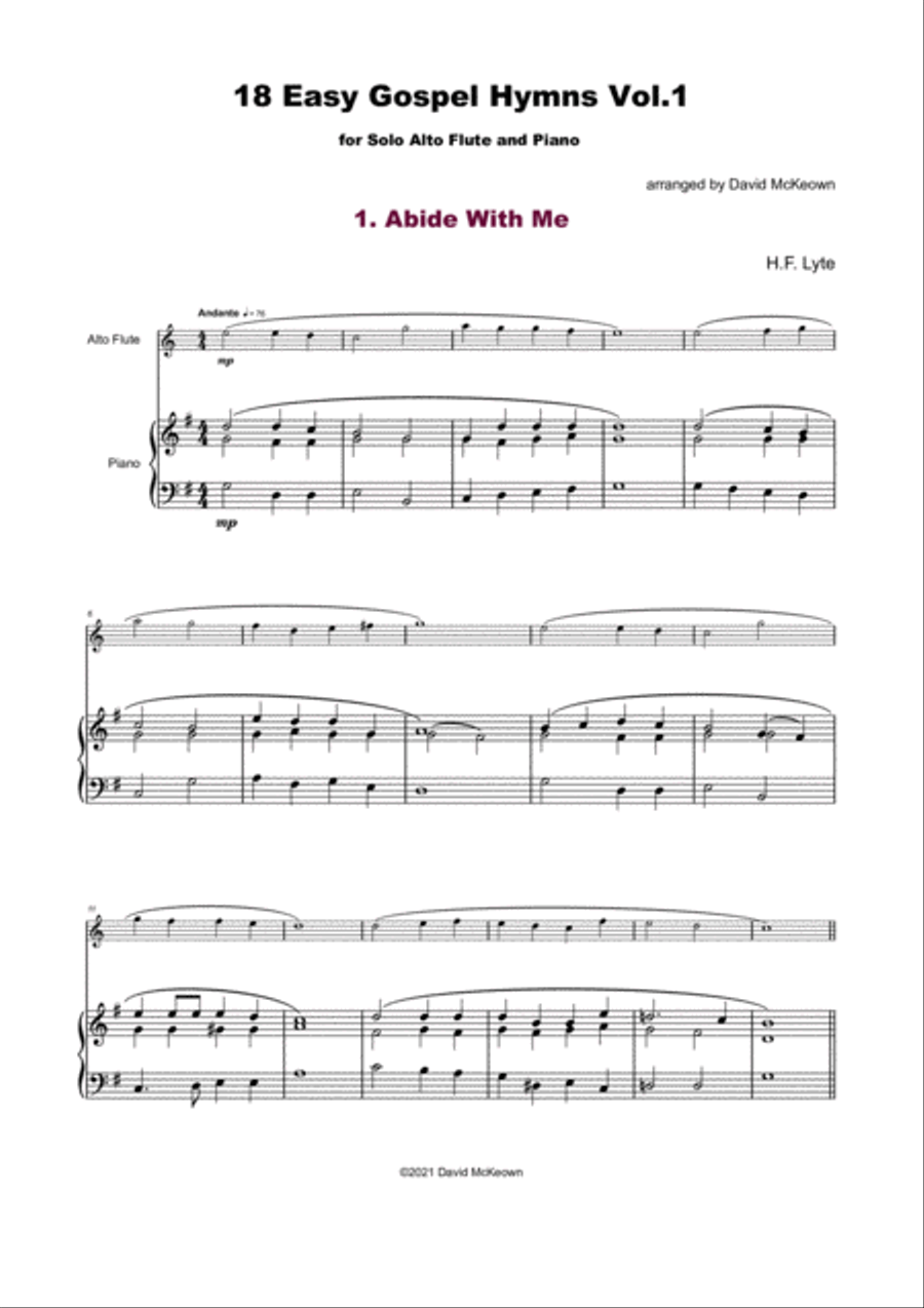 18 Gospel Hymns Vol.1 for Solo Alto Flute and Piano Flute Solo scores gallery preview page 2