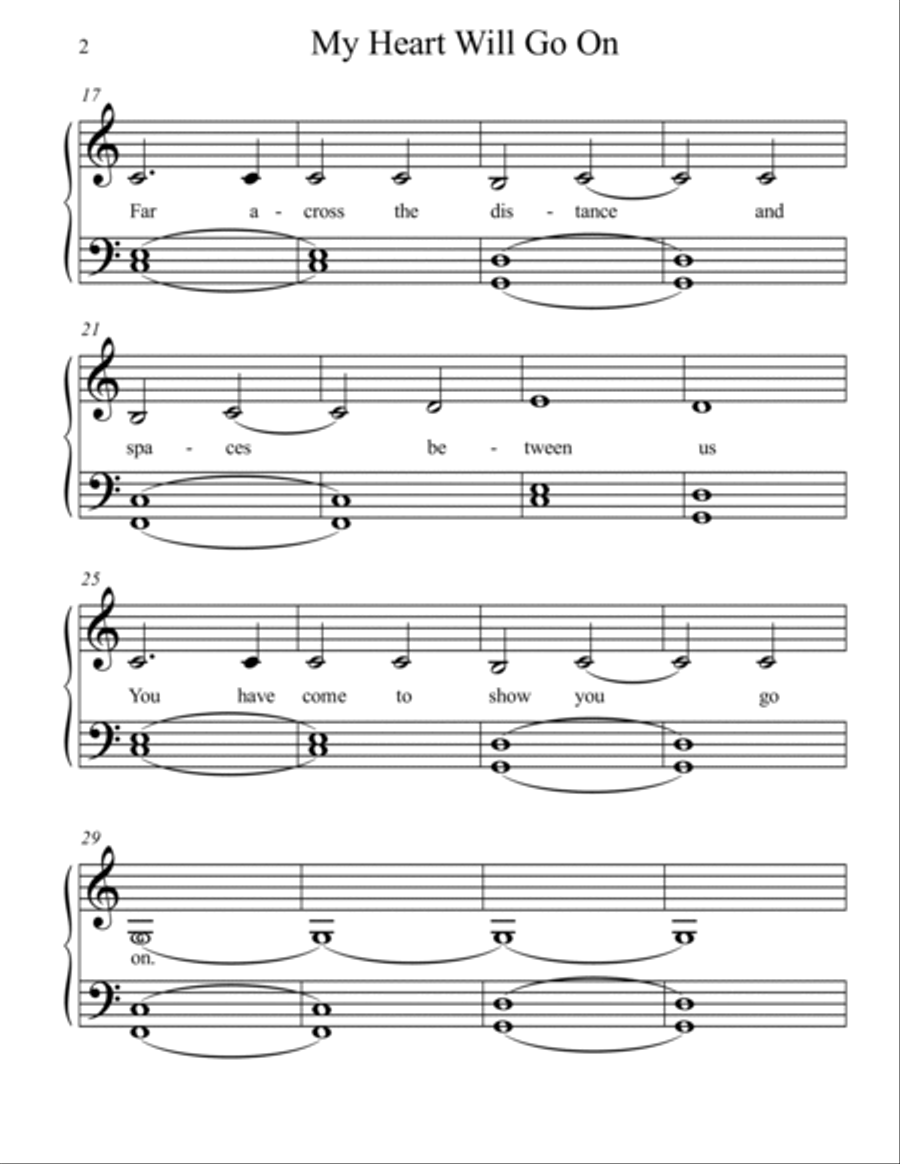 My Heart Will Go On (love Theme From 'titanic') Easy Piano scores gallery preview page 2