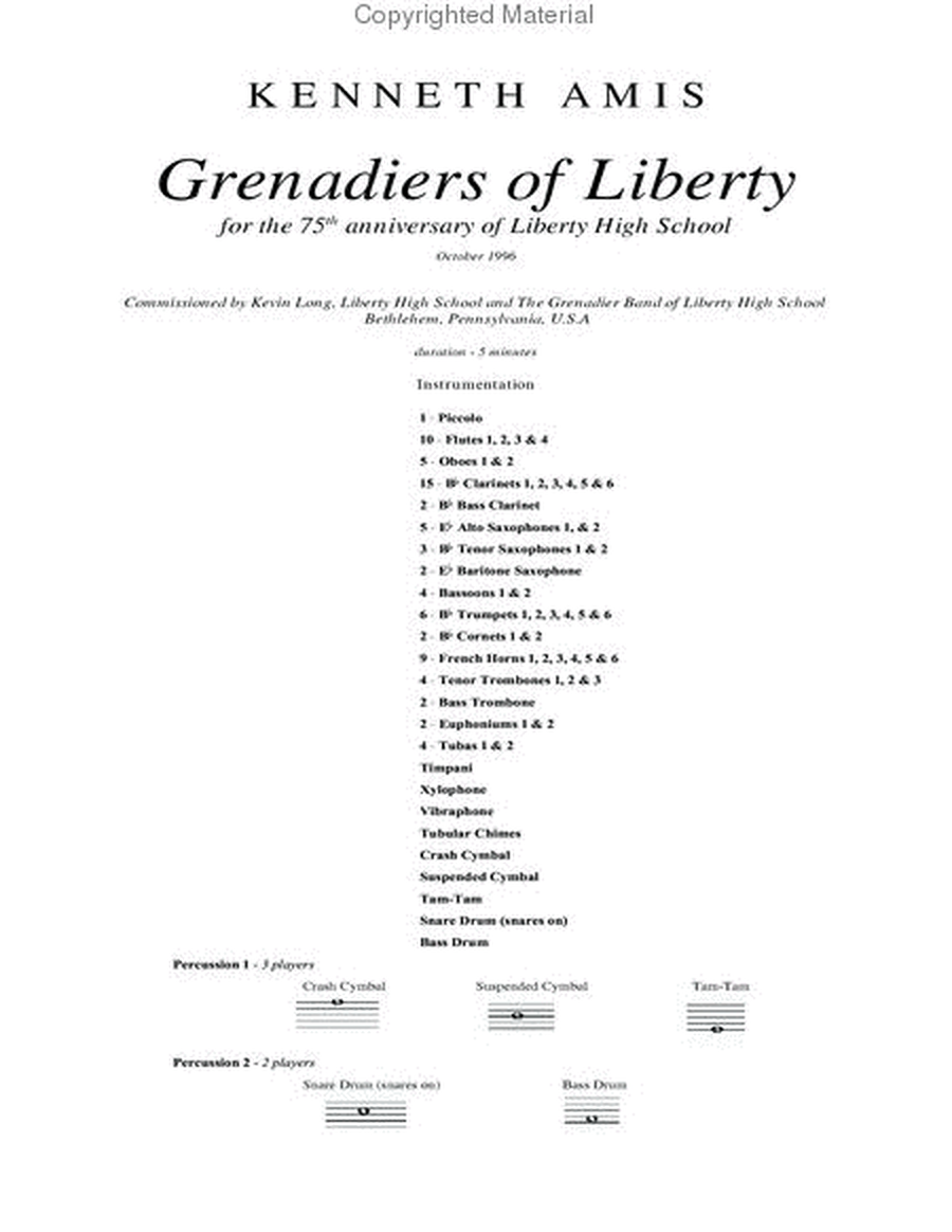 Grenadiers of Liberty - STUDY SCORE ONLY