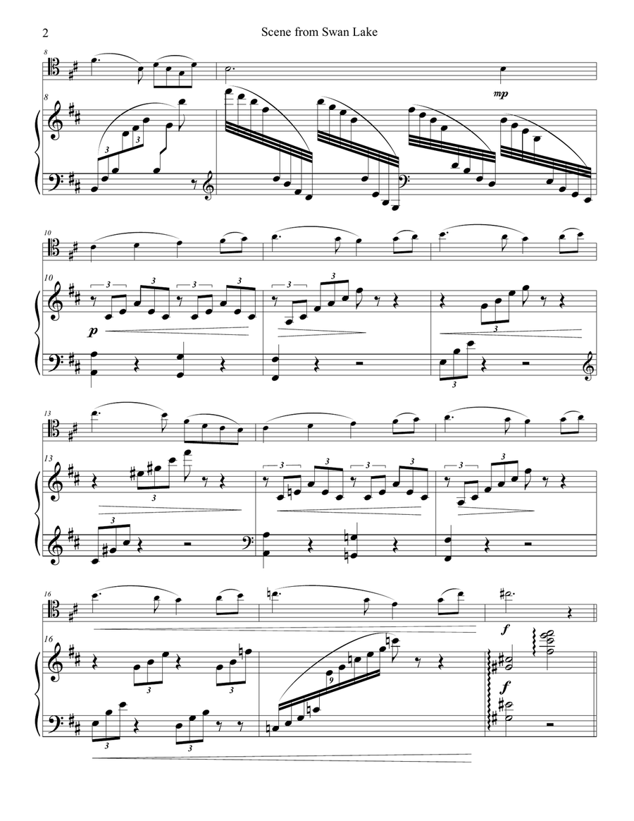 Scene from Swan Lake for Cello and Harp Duo String Duet scores gallery preview page 2