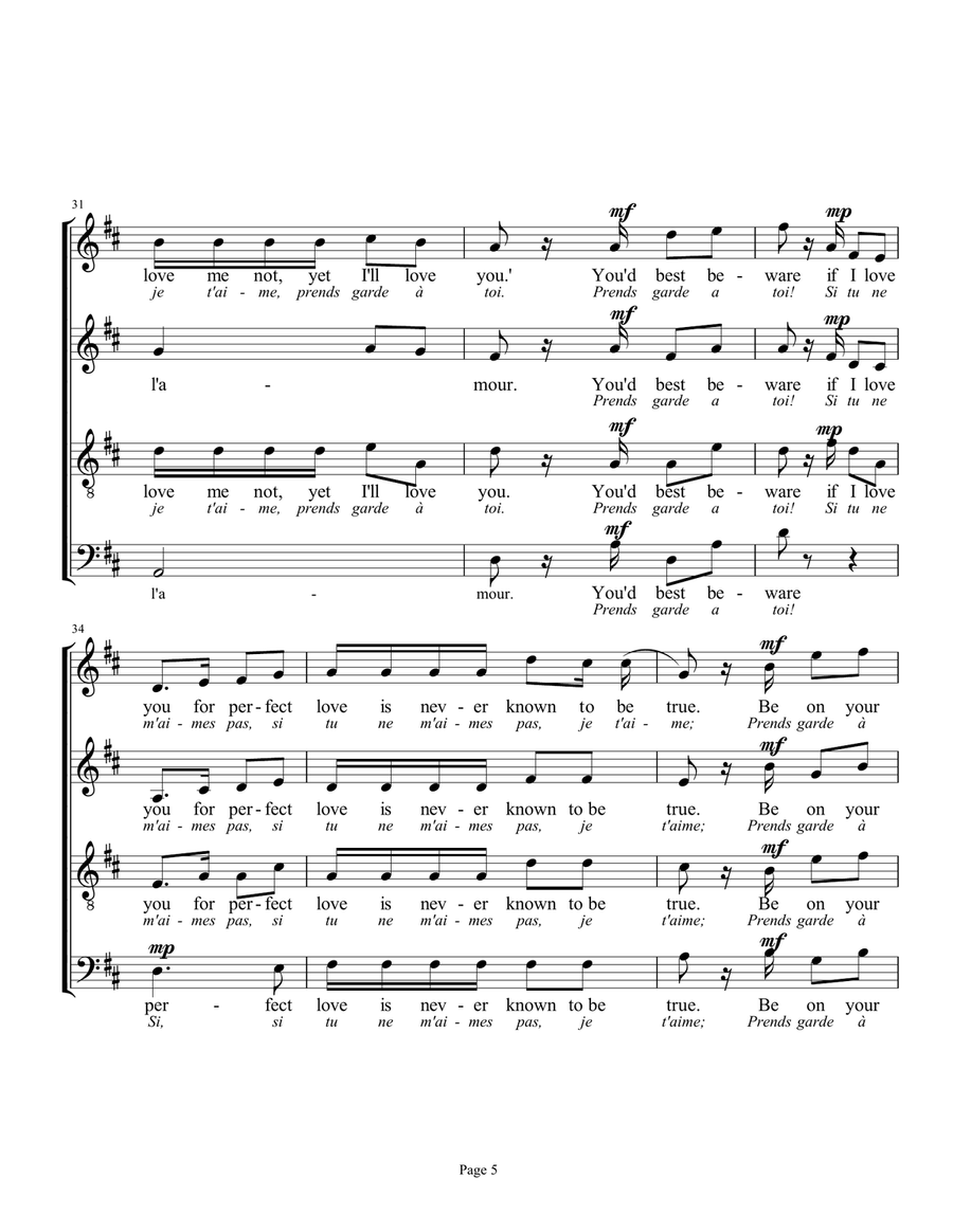 L'amour est un oiseau rebelle (Habañera from CARMEN) 4-Part scores gallery preview page 5