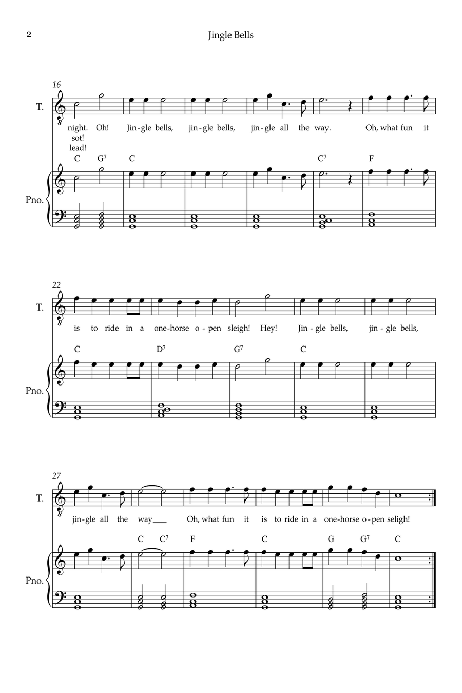 Jingle Bells Jingle Bells Tenor Voice scores gallery preview page 2