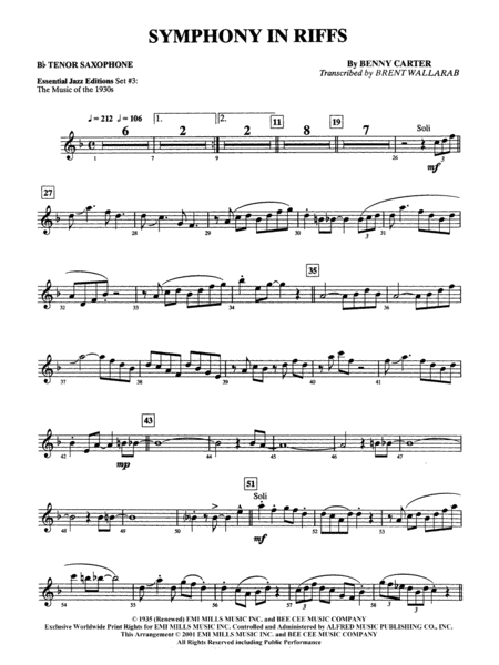 Symphony in Riffs: B-flat Tenor Saxophone