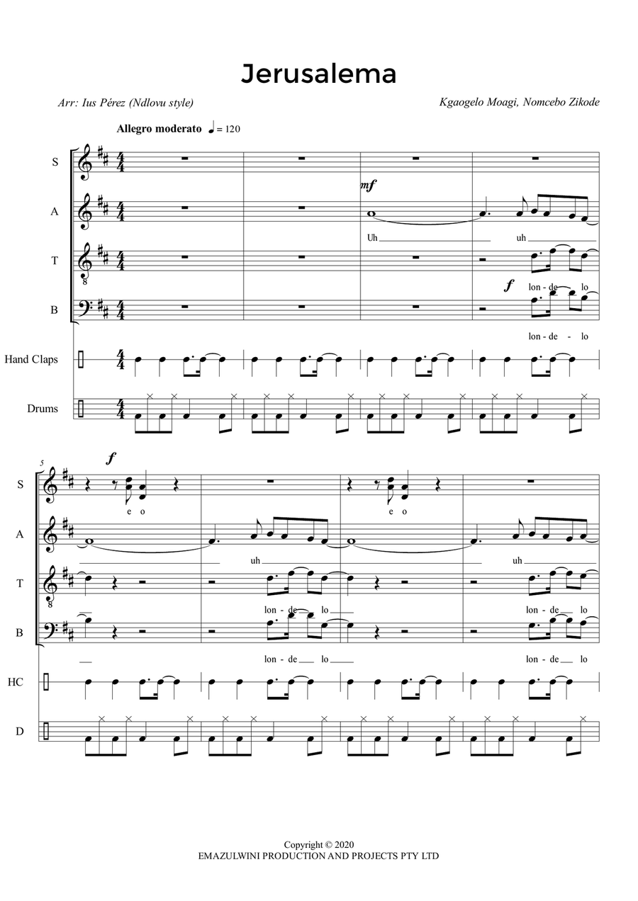 Jerusalema 4-Part scores gallery preview page 2