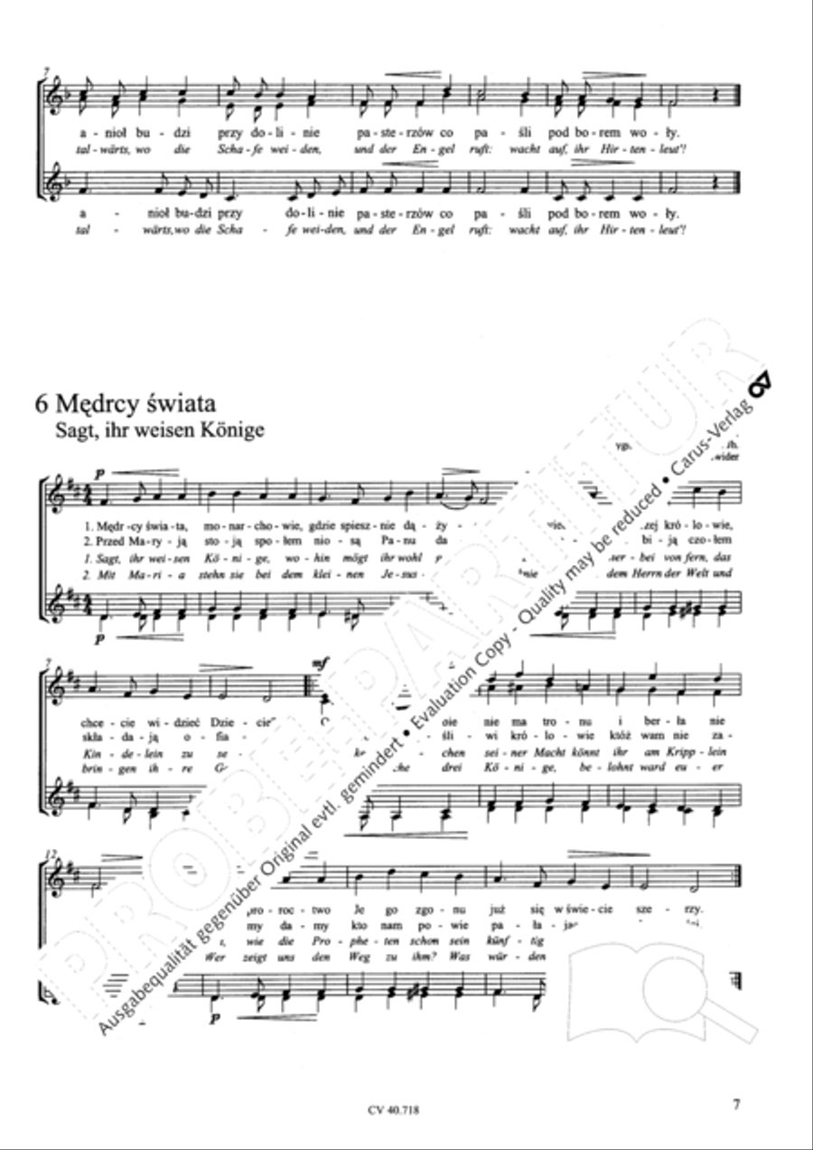 Zwolf polnische Weihnachtslieder fur Frauen- oder Kinderchor a cappella A Cappella scores gallery preview page 8