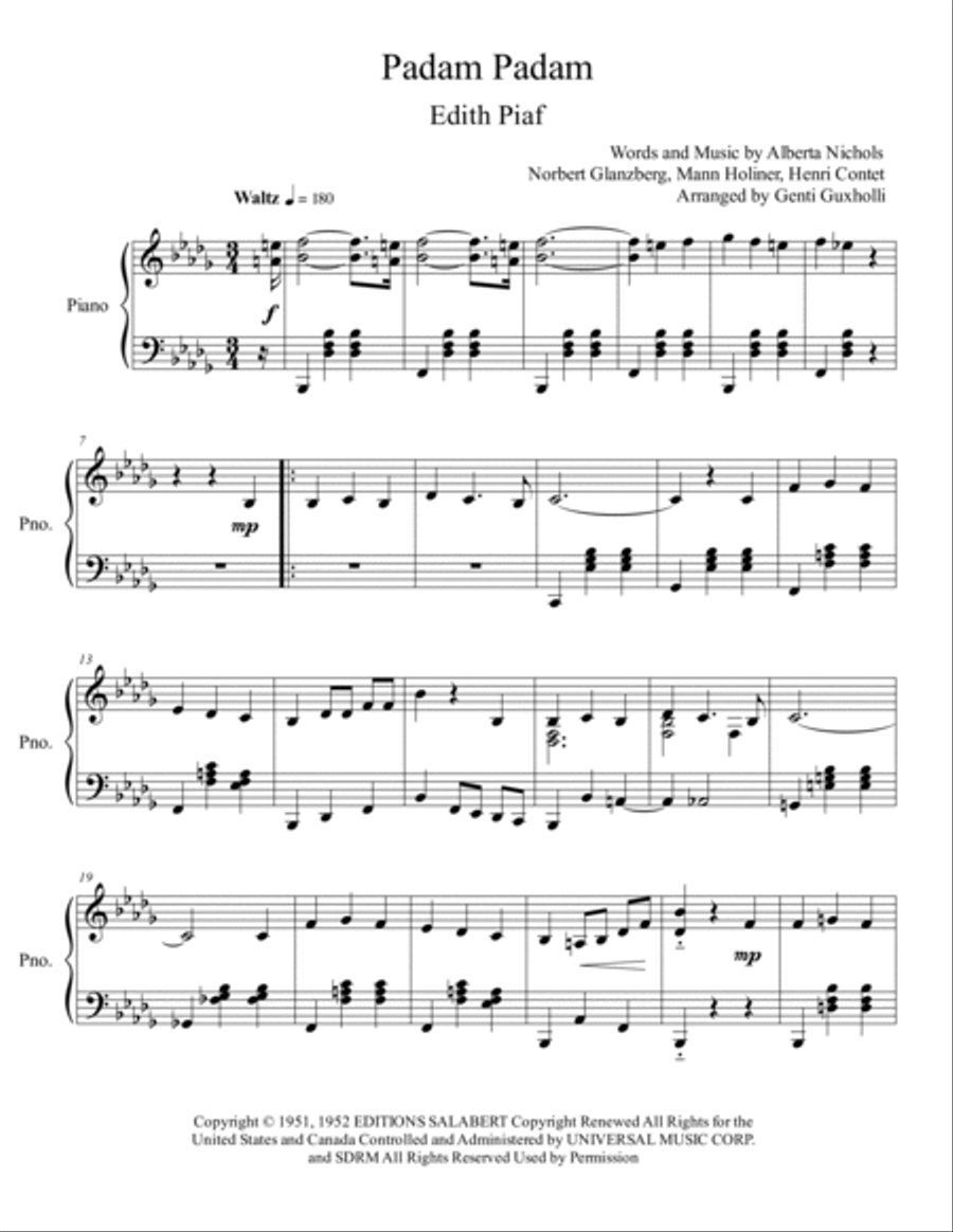 Padam Padam Piano Solo scores gallery preview page 2