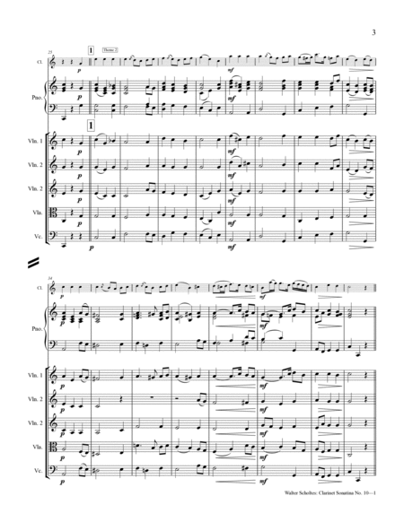 Clarinet Sonatina No. 10 in F Major with Piano Accompaniment and/or String Quintet