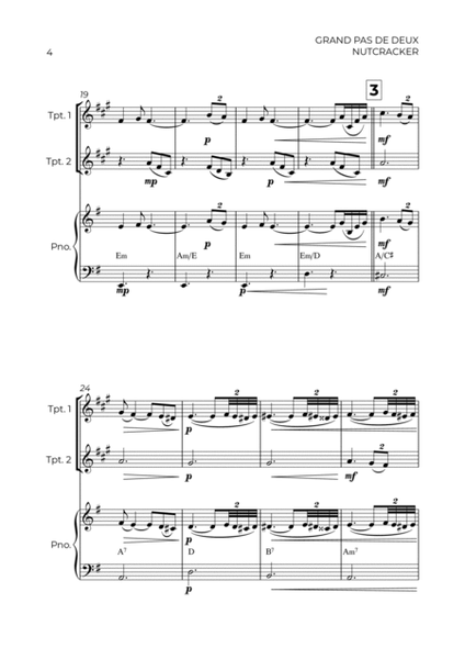 GRAND PAS DE DEUX - NUTCRACKER - BRASS PIANO TRIO (TRUMPET 1, TRUMPET 2 & PIANO) image number null