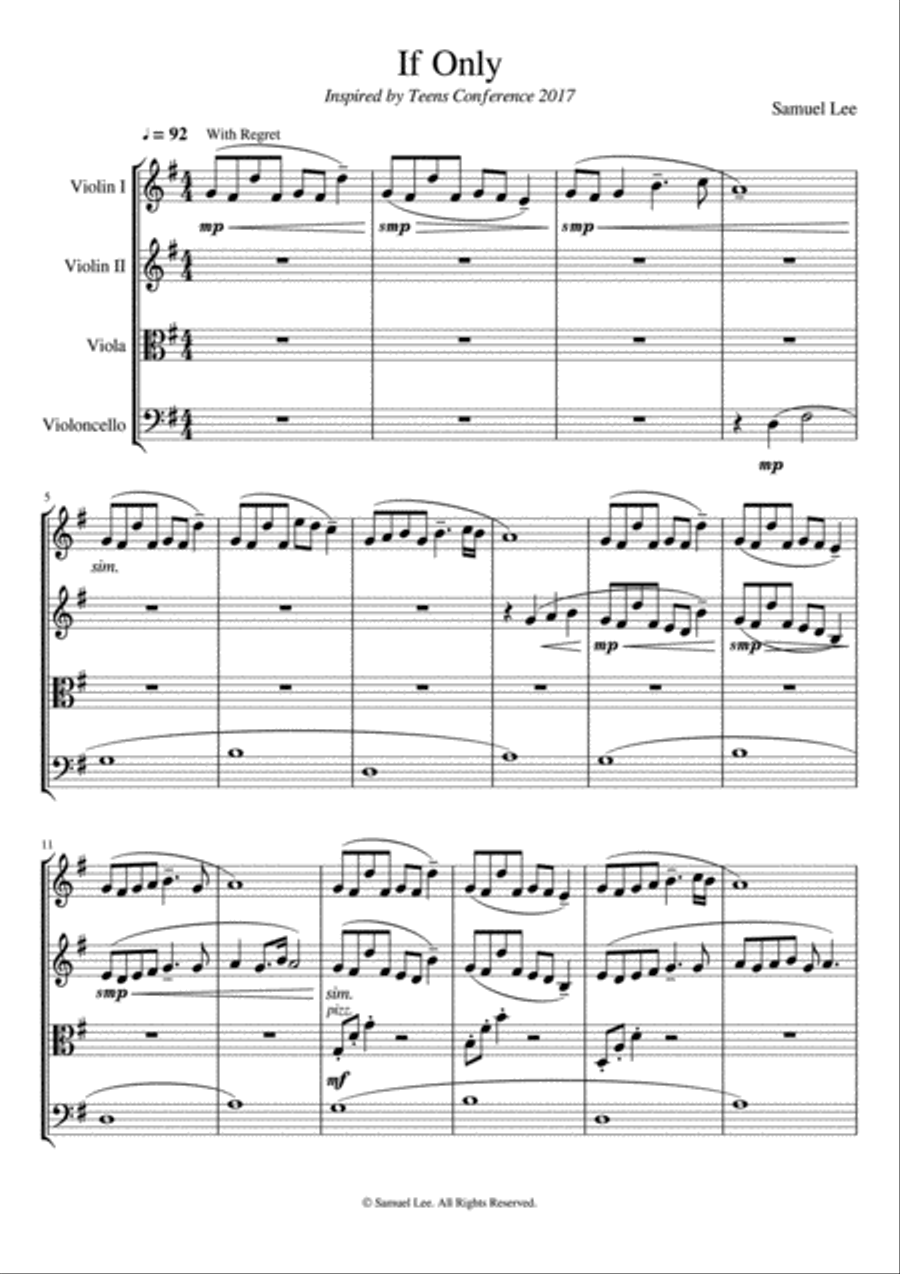 If Only If Only String Quartet scores gallery preview page 2