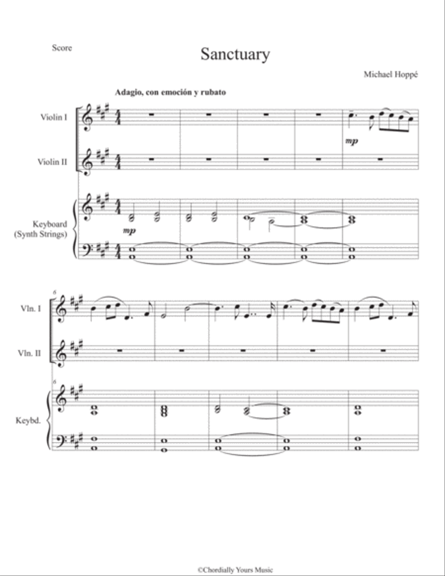 Sanctuary Piano, Vocal, Guitar scores gallery preview page 1