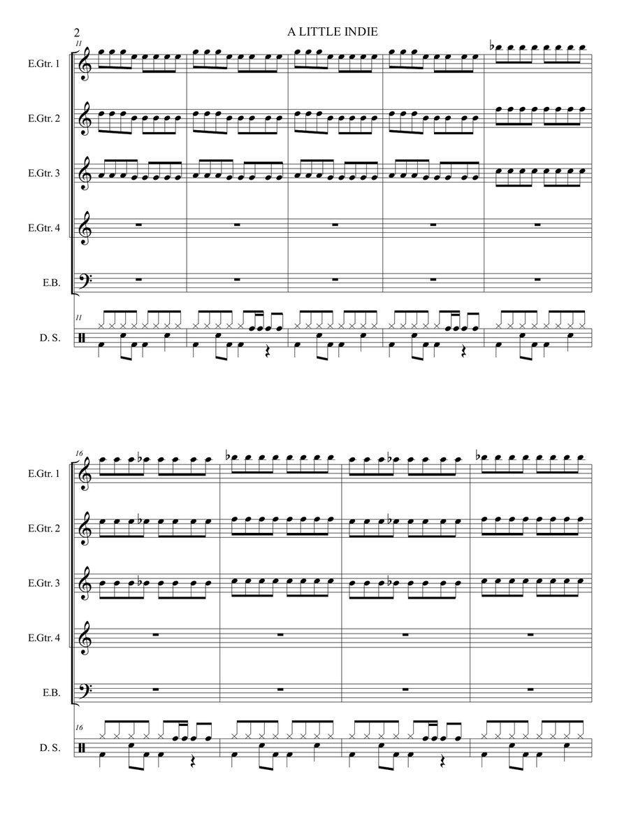 A LITTLE INDIE (ROCK) - Electric-Guitar Band Guitar Ensemble scores gallery preview page 4